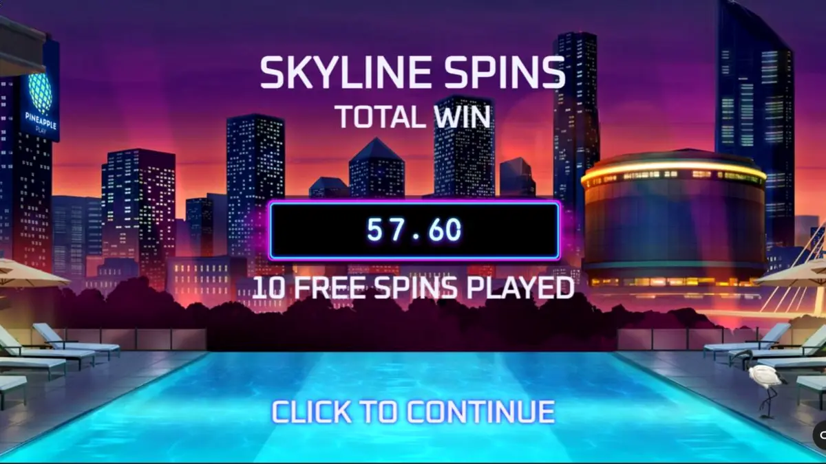 Interface do slot Midnight Mirage com tema de bar no terraço e luzes de neon
